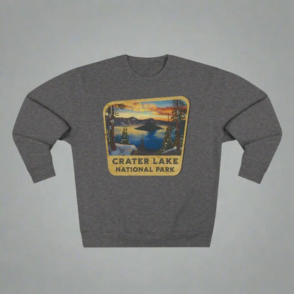 Crater Lake National Park wood sign crewneck sweatshirt detail or alternate product view