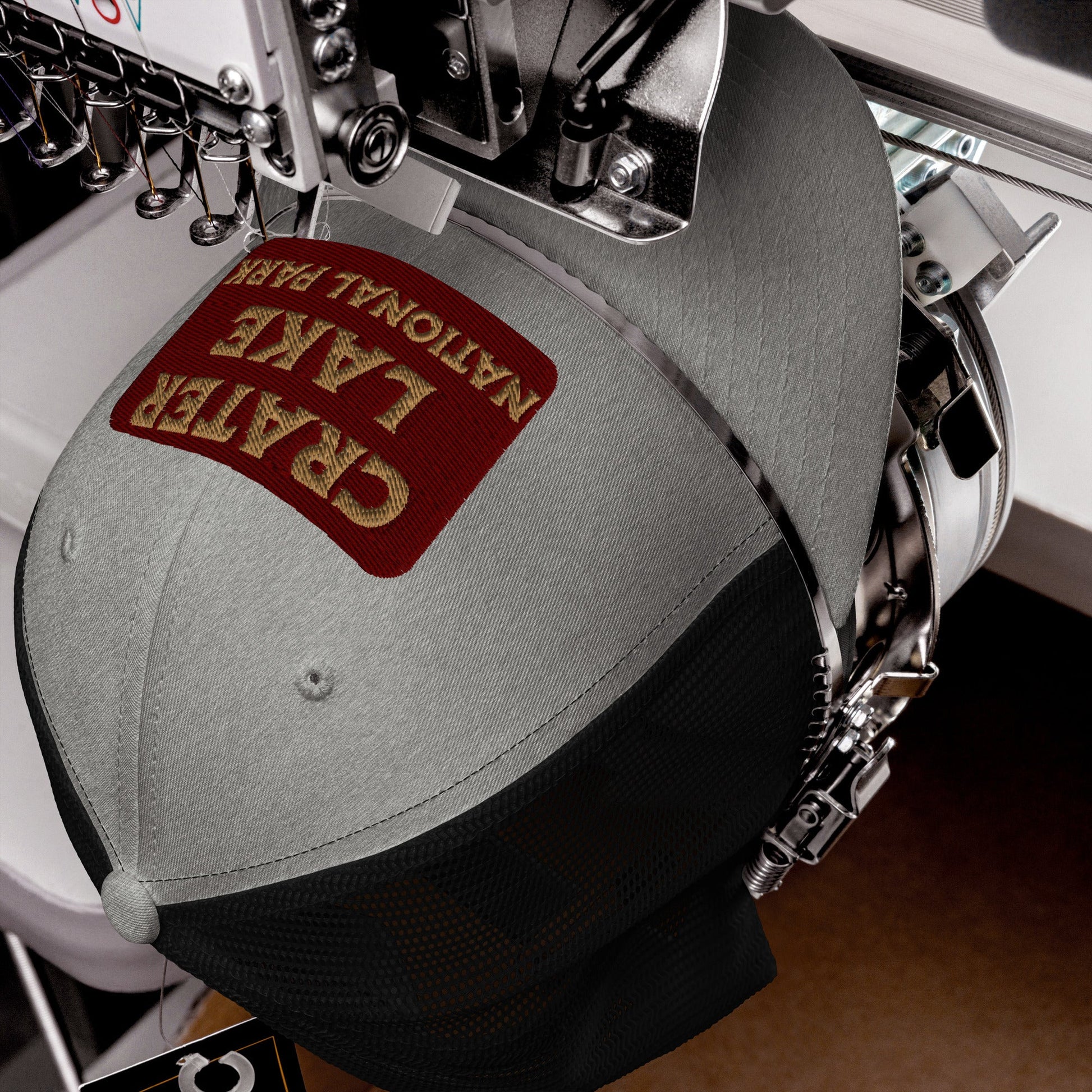 Crater Lake National Park embroidered trucker hat detail or alternate product view