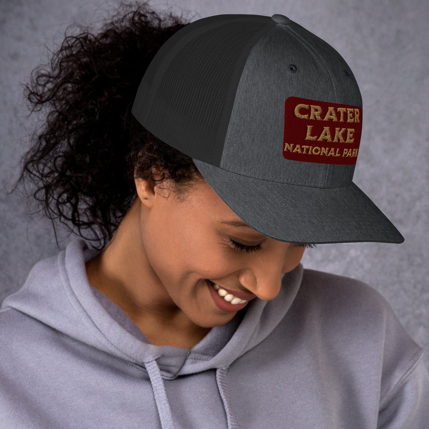 Crater Lake National Park embroidered trucker hat detail or alternate product view