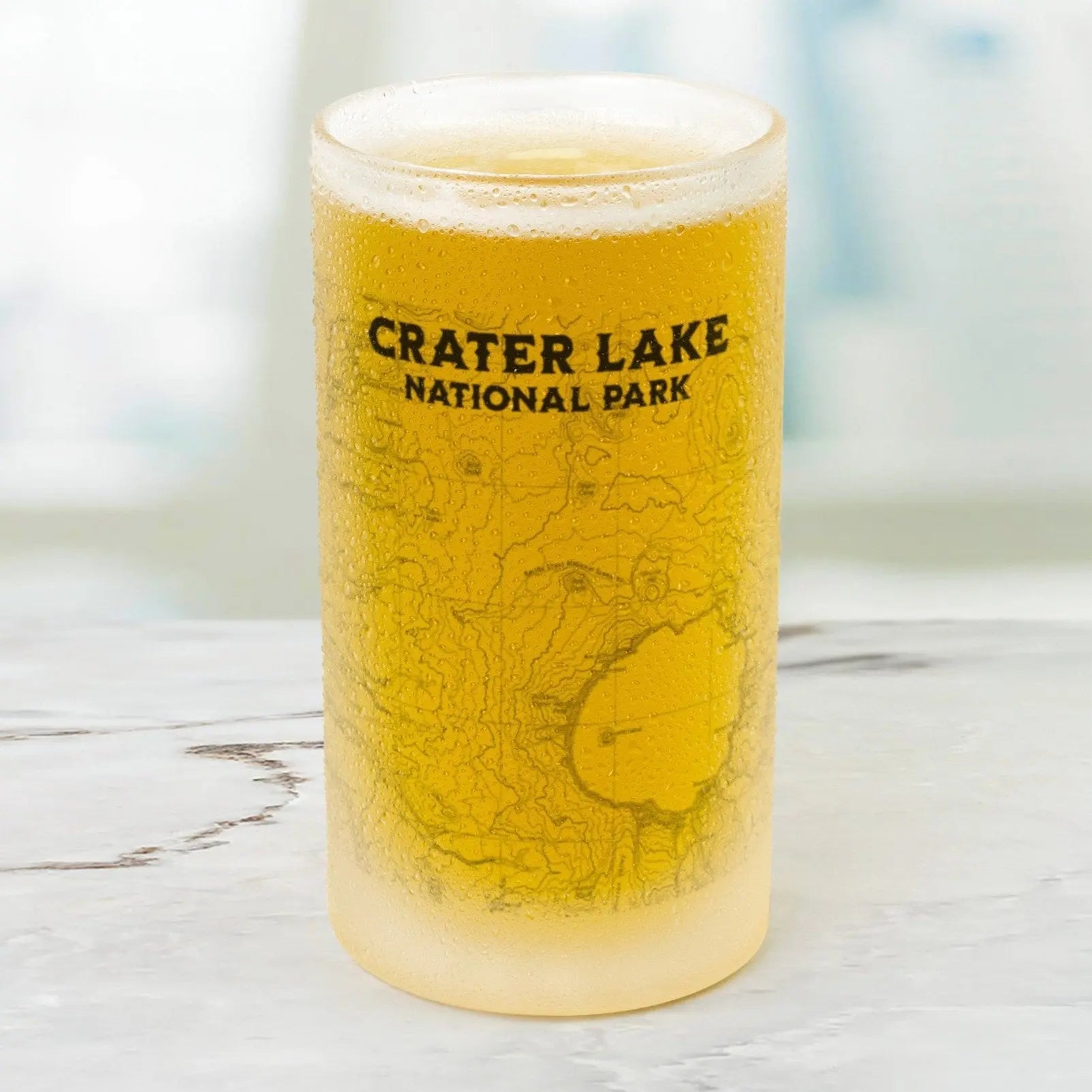Crater Lake National Park Frosted Topographic Pint Mug - Parks ApparelPint Mug