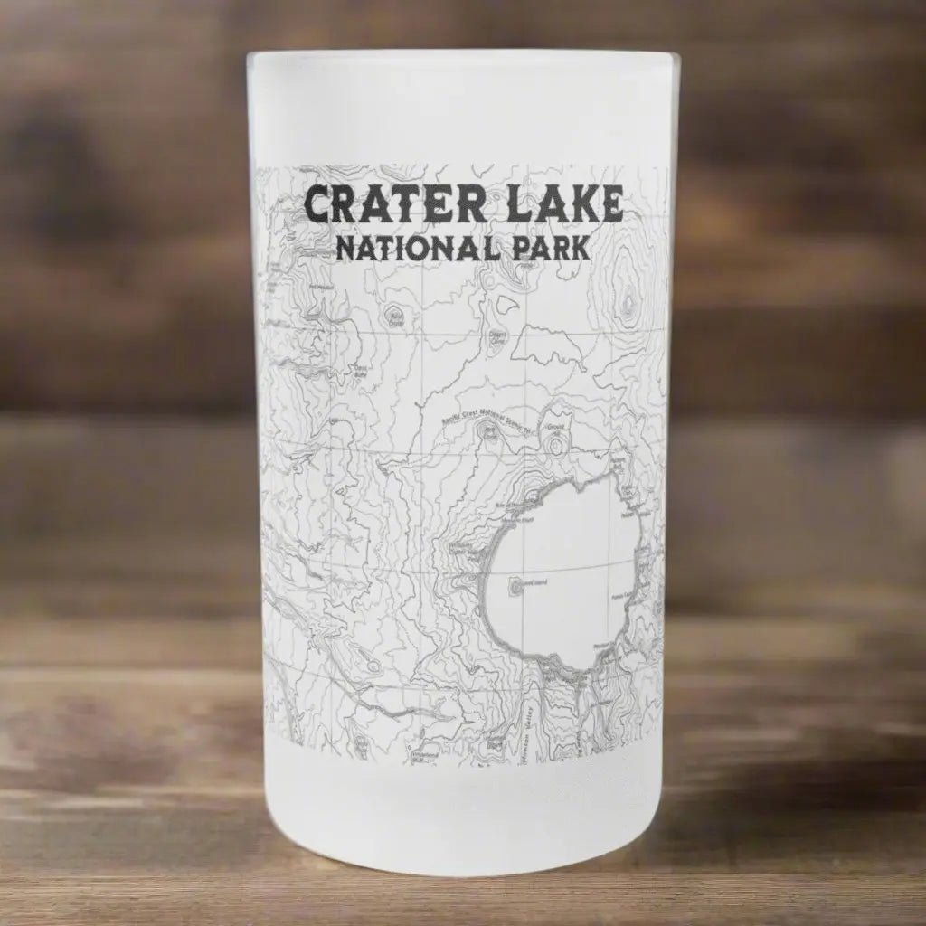 Crater Lake National Park Frosted Topographic Pint Mug - Parks ApparelPint Mug