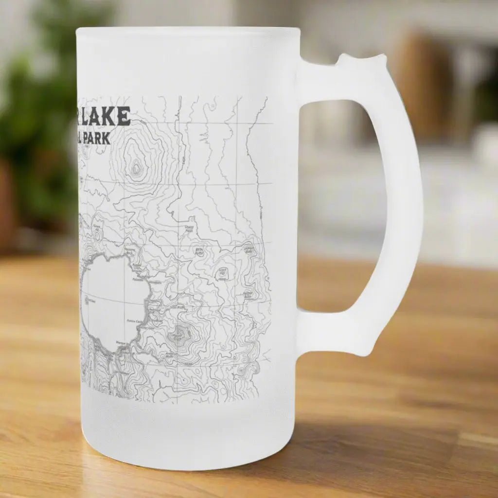 Crater Lake National Park Frosted Topographic Pint Mug - Parks ApparelPint Mug