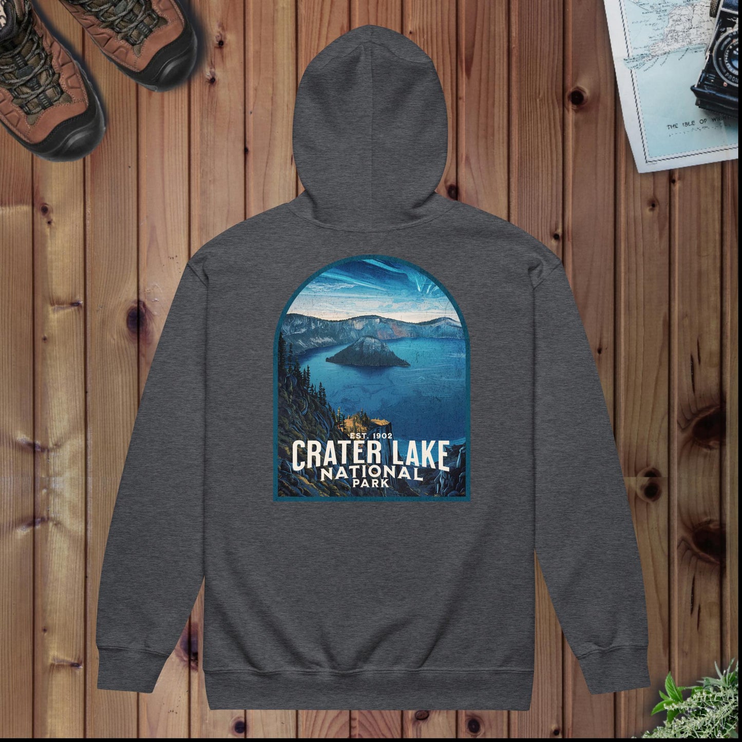 Crater Lake National Park full zip hoodie alternate apparel color or product angle