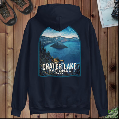 Crater Lake National Park hoodie shown in lifestyle or modeled setting