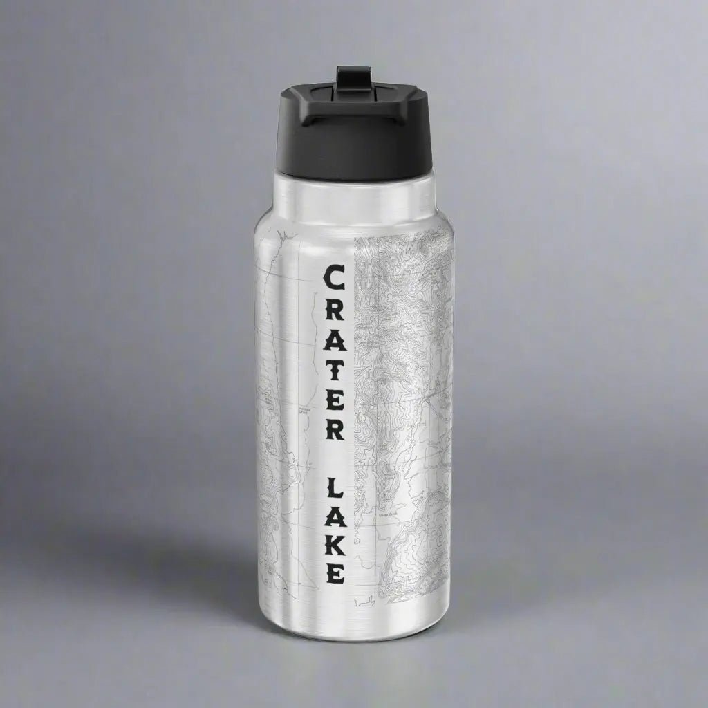 Crater Lake National Park Topographic Insulated Water Bottle Tumbler 32oz - Parks Apparelwater bottle