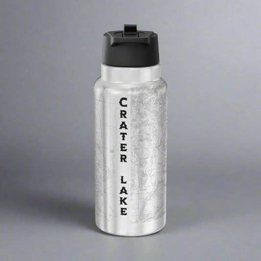 Crater Lake National Park Topographic Insulated Water Bottle Tumbler 32oz - Parks Apparelwater bottle