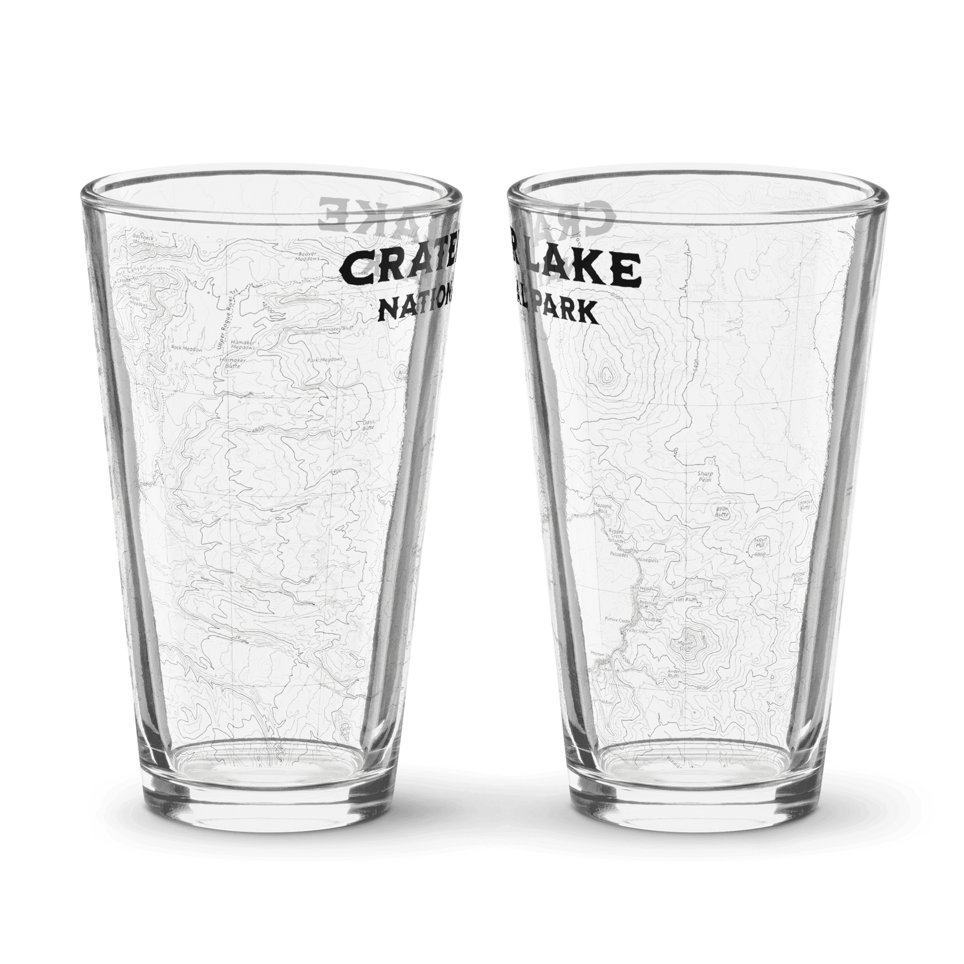 Crater Lake National Park Topographic Pint Glass - Parks ApparelDrinkware