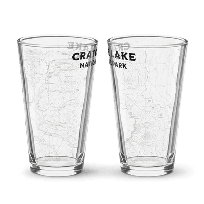 Crater Lake National Park Topographic Pint Glass - Parks ApparelDrinkware