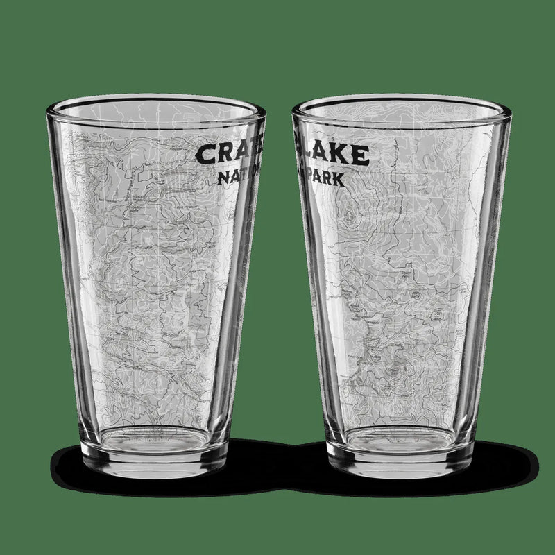 Crater Lake National Park Topographic Pint Glass - Parks ApparelDrinkware