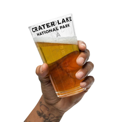 Crater Lake National Park Topographic Pint Glass - Parks ApparelDrinkware