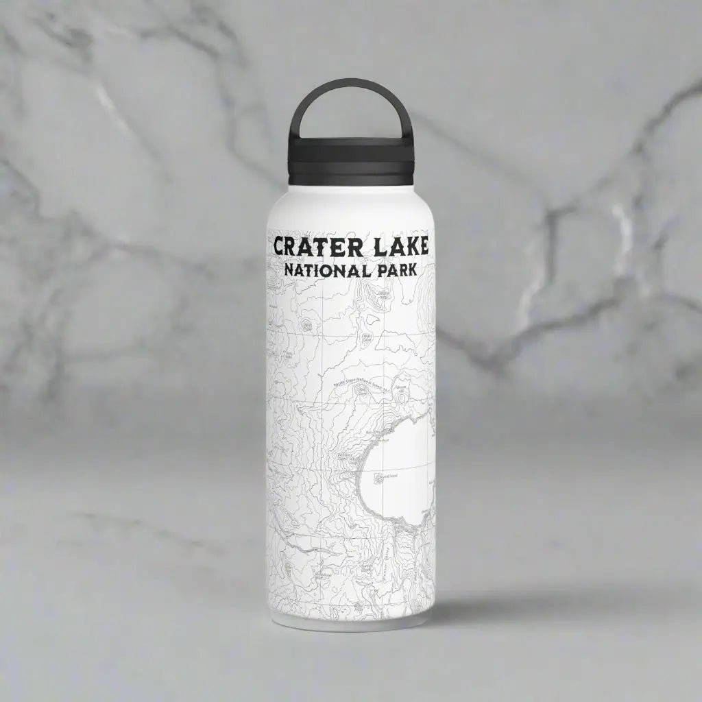 Crater Lake National Park Topographic Steel Water Bottle Handle Lid - Parks Apparelwater bottle