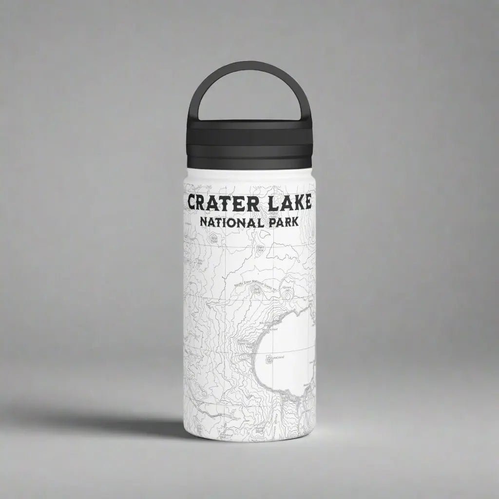 Crater Lake National Park Topographic Steel Water Bottle Handle Lid - Parks Apparelwater bottle