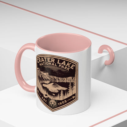 Crater Lake National Park scenic bear shield accent mug shown from alternate product angle