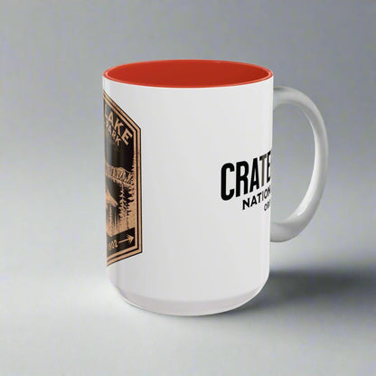 Crater Lake National Park scenic bear shield accent mug showing design detail or product variation