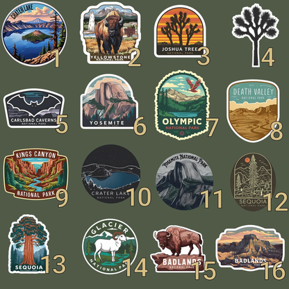 Personalized national parks sticker style 32 oz insulated water bottle tumbler shown from alternate product angle