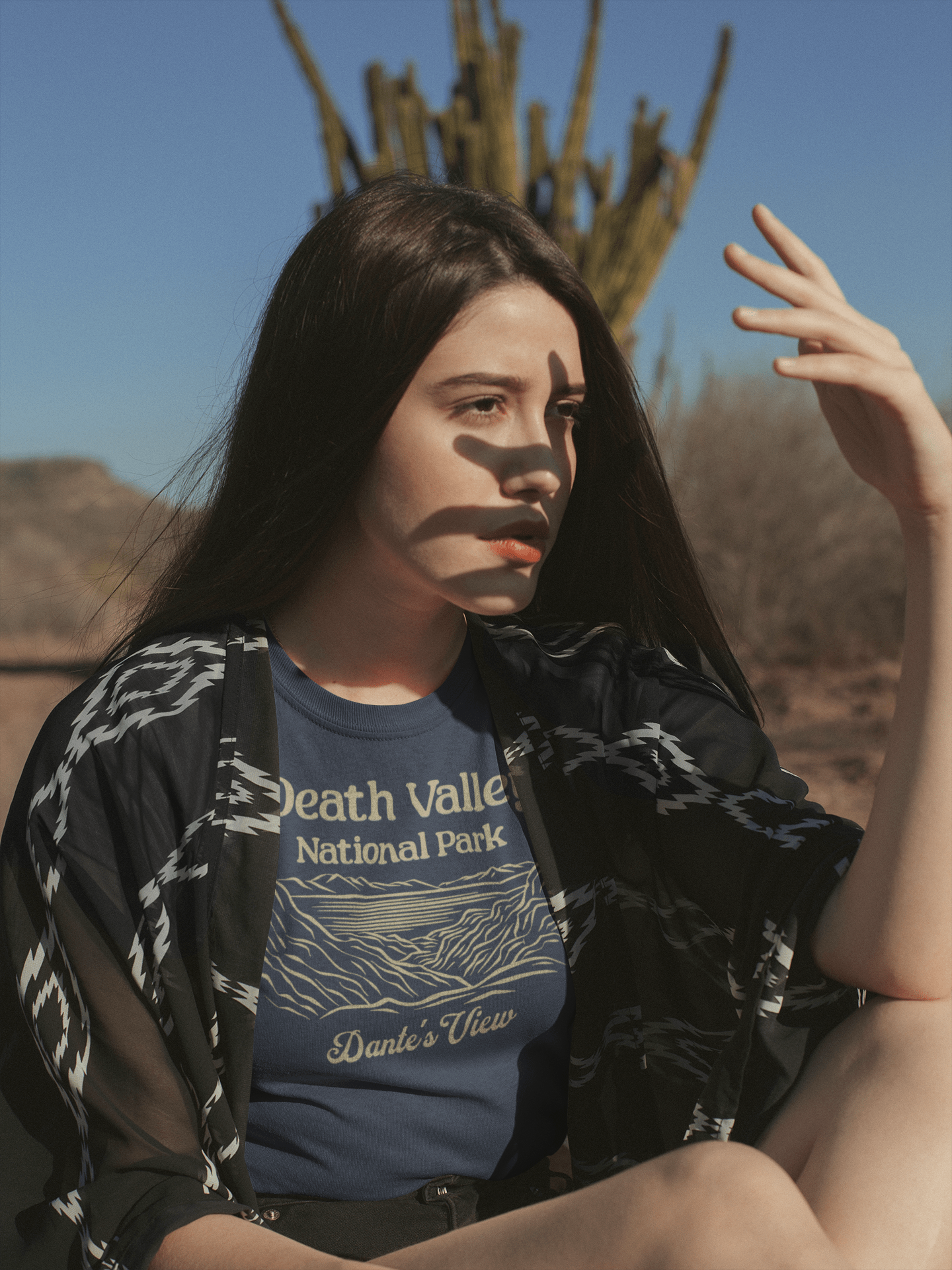 Death Valley National Park Dante's View graphic t-shirt shown in lifestyle or modeled setting