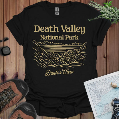 Death Valley National Park Dante's View graphic t-shirt shown in lifestyle or modeled setting