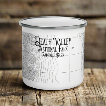 Death Valley National Park Badwater Basin Topographic Camp Mug - Parks Apparel