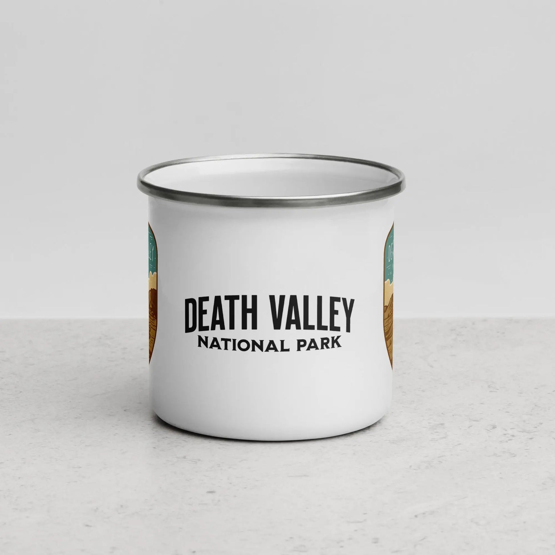 Death Valley National Park durable enamel camp mug shown from alternate product angle