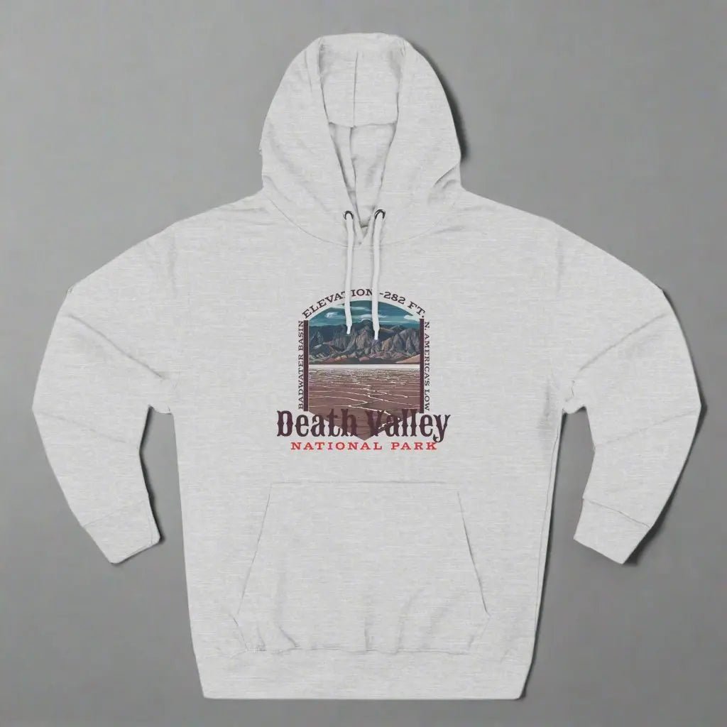 Death Valley National Park Badwater Basin fleece hoodie shown in alternate hoodie color