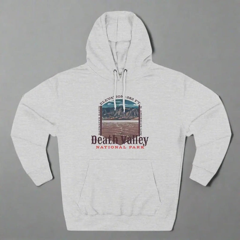 Death Valley National Park Badwater Basin fleece hoodie shown in alternate hoodie color
