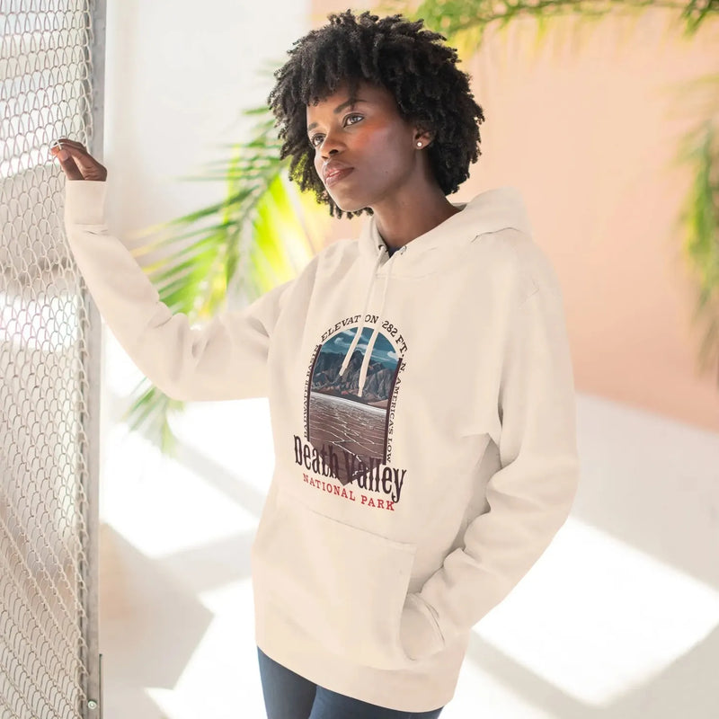 Death Valley National Park Badwater Basin fleece hoodie shown in alternate hoodie color