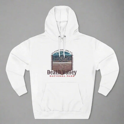 Death Valley National Park Badwater Basin fleece hoodie shown in lifestyle or modeled setting