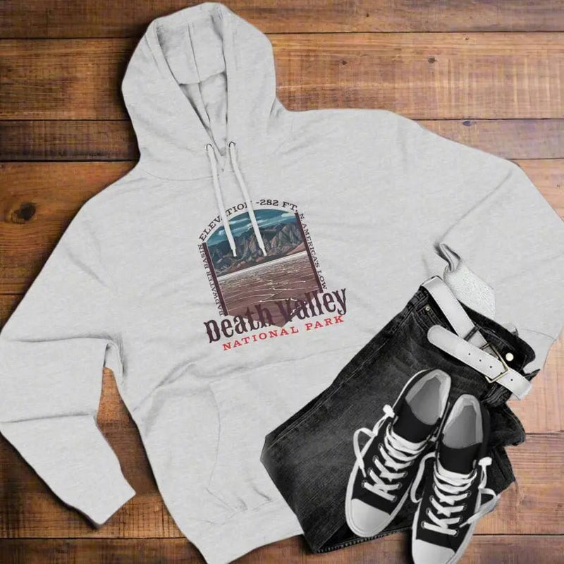 Death Valley National Park Badwater Basin fleece hoodie front or primary product view
