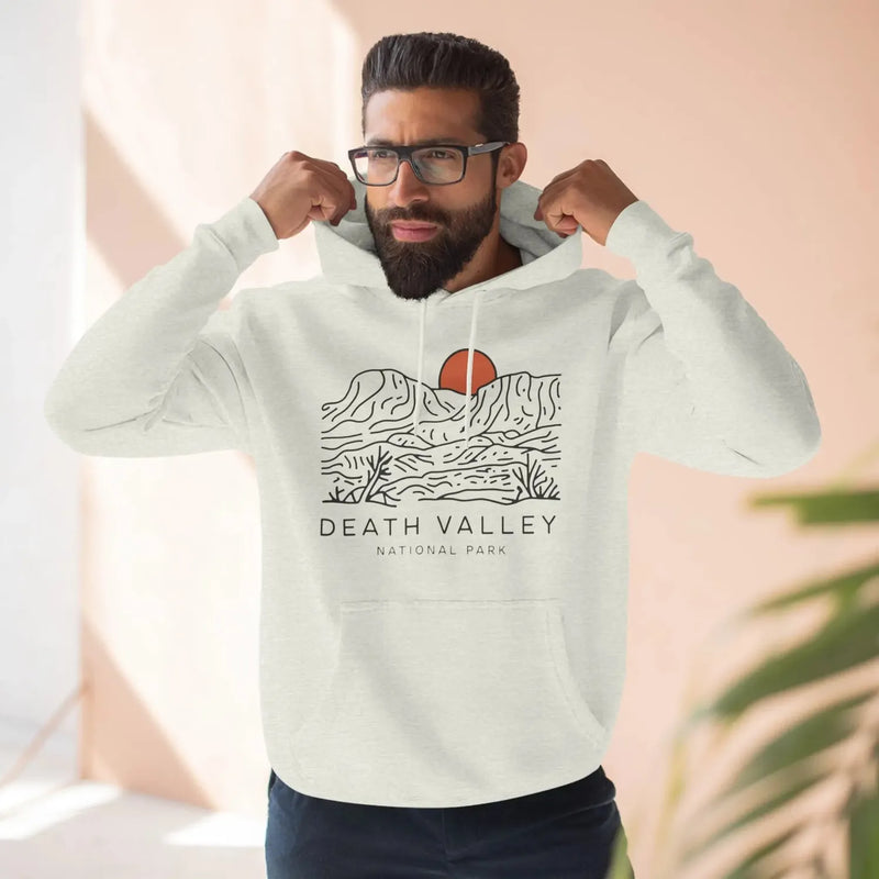 Death Valley National Park desert dunes fleece hoodie shown in lifestyle or modeled setting