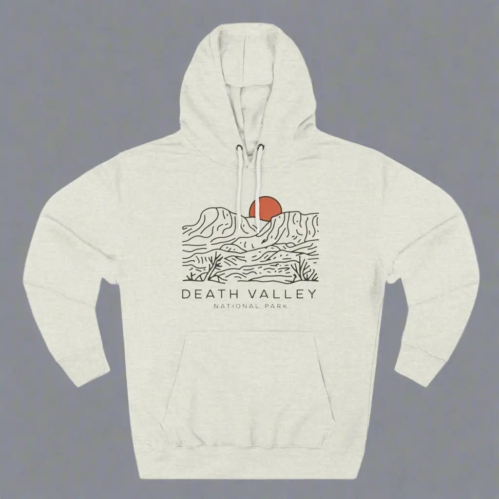 Death Valley National Park desert dunes fleece hoodie shown in lifestyle or modeled setting