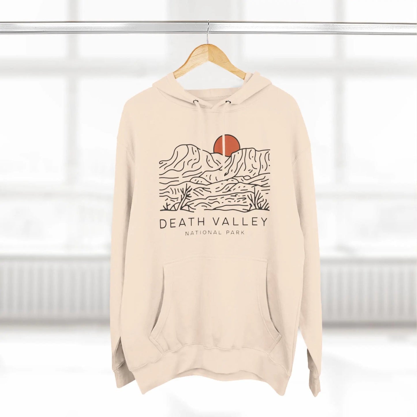 Death Valley National Park desert dunes fleece hoodie shown in alternate apparel color
