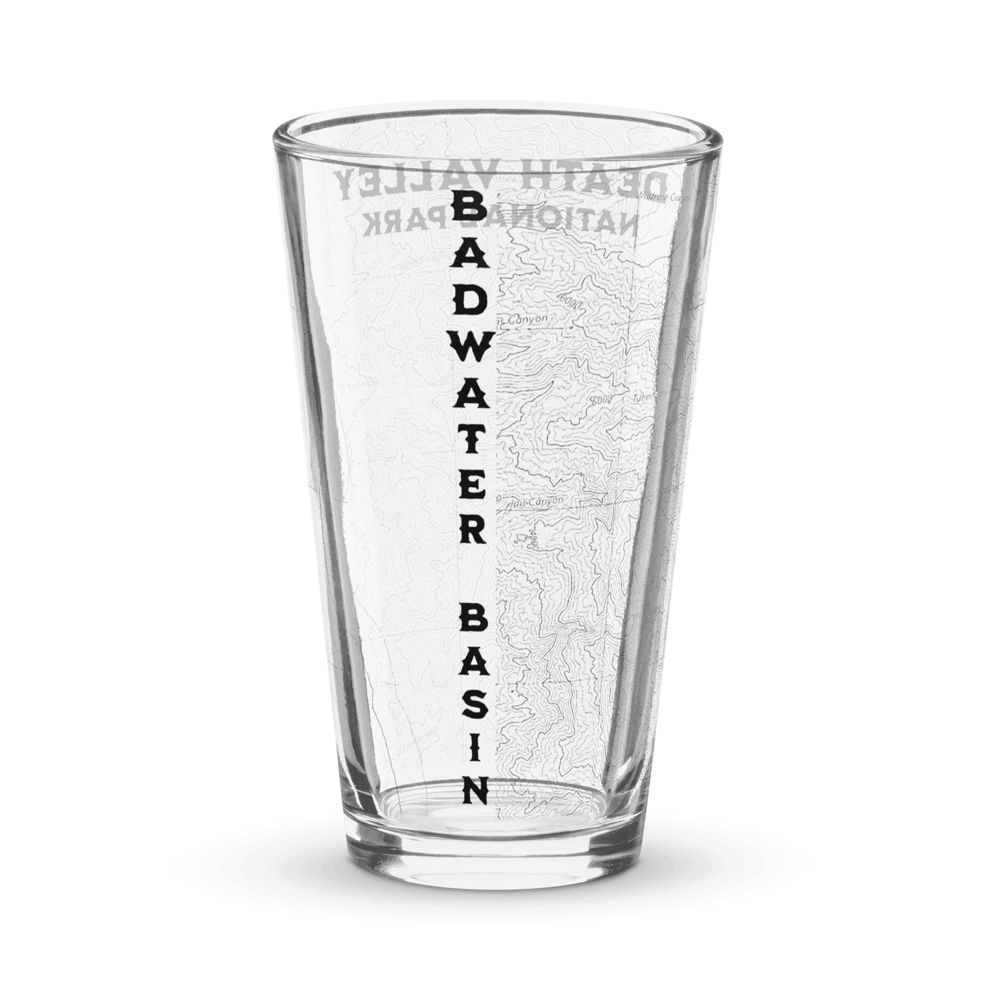 Death Valley National Park Topographic Pint Glass Badwater Basin - Parks ApparelDrinkware