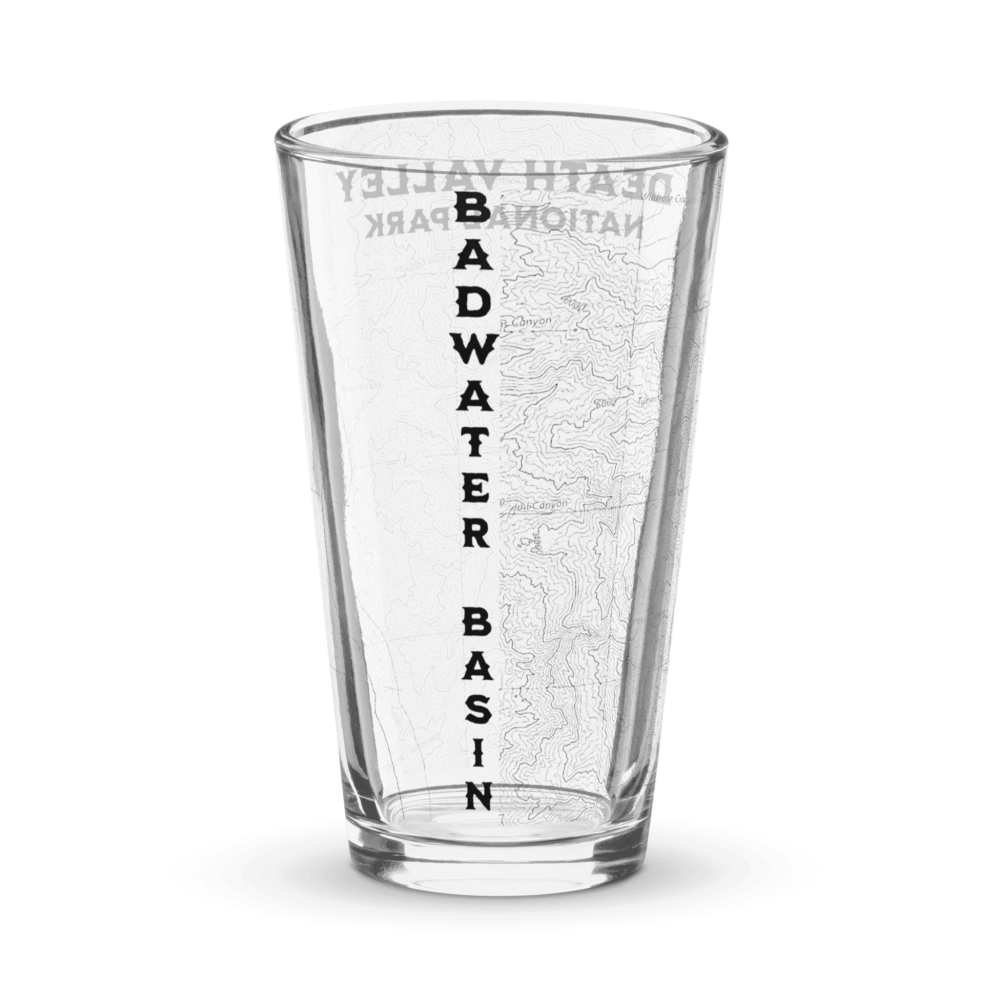 Death Valley National Park Topographic Pint Glass Badwater Basin - Parks ApparelDrinkware