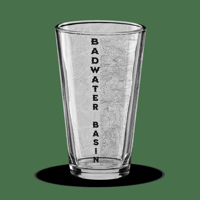 Death Valley National Park Topographic Pint Glass Badwater Basin - Parks ApparelDrinkware