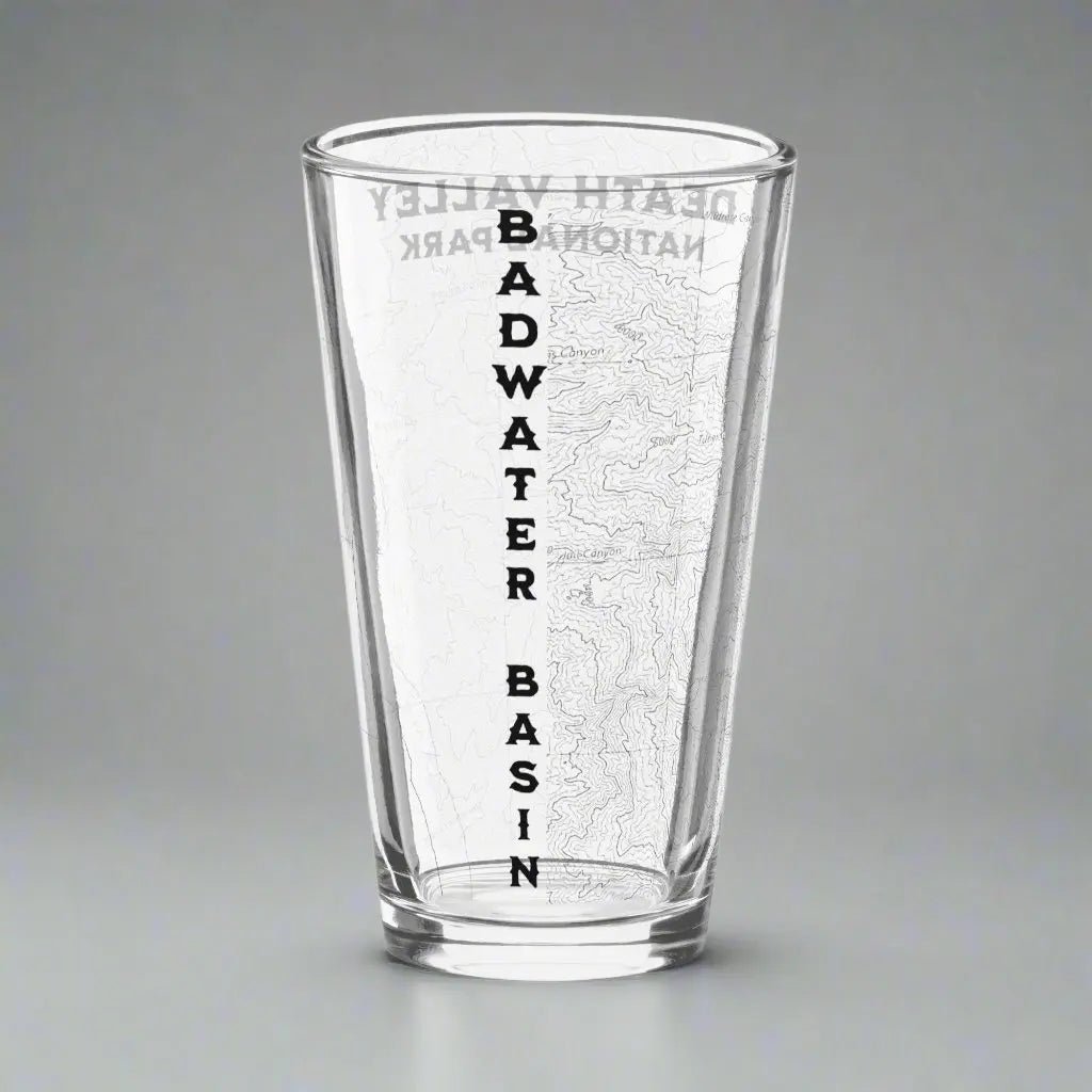 Death Valley National Park Topographic Pint Glass Badwater Basin - Parks ApparelDrinkware