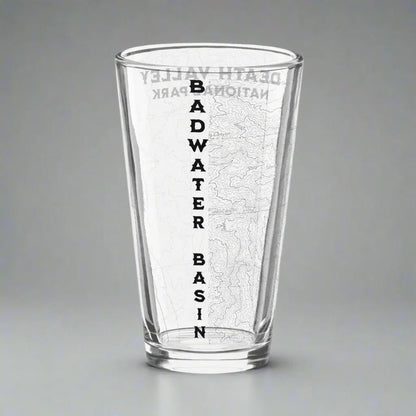 Death Valley National Park Topographic Pint Glass Badwater Basin - Parks ApparelDrinkware