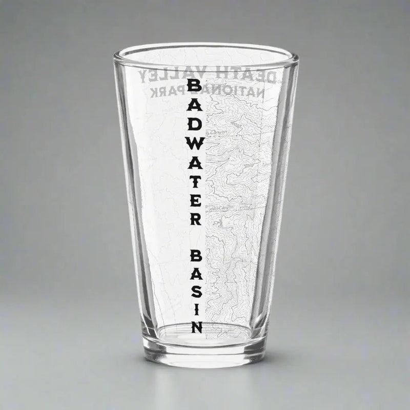 Death Valley National Park Topographic Pint Glass Badwater Basin - Parks ApparelDrinkware