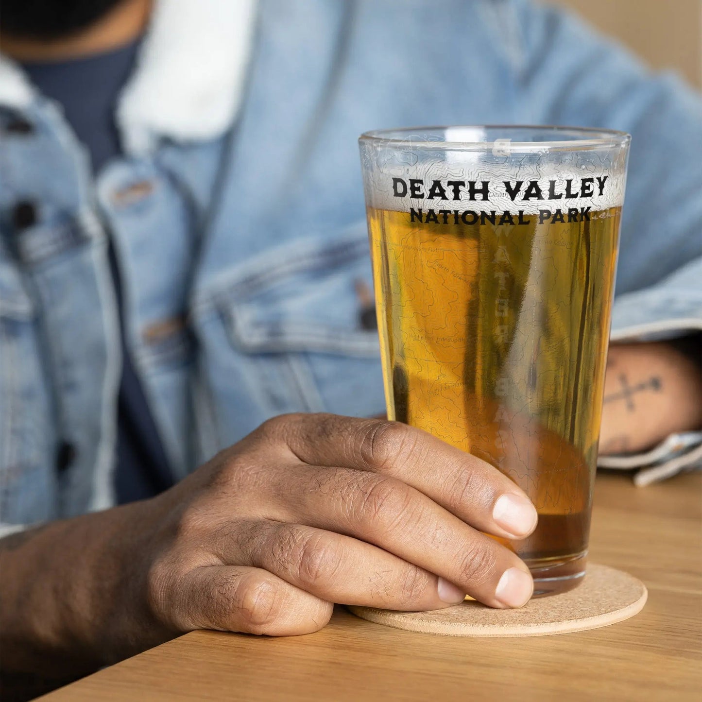 Death Valley National Park Topographic Pint Glass Badwater Basin - Parks ApparelDrinkware