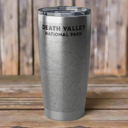Death Valley National Park Badwater Basin topographic 20 oz tumbler shown as primary product image