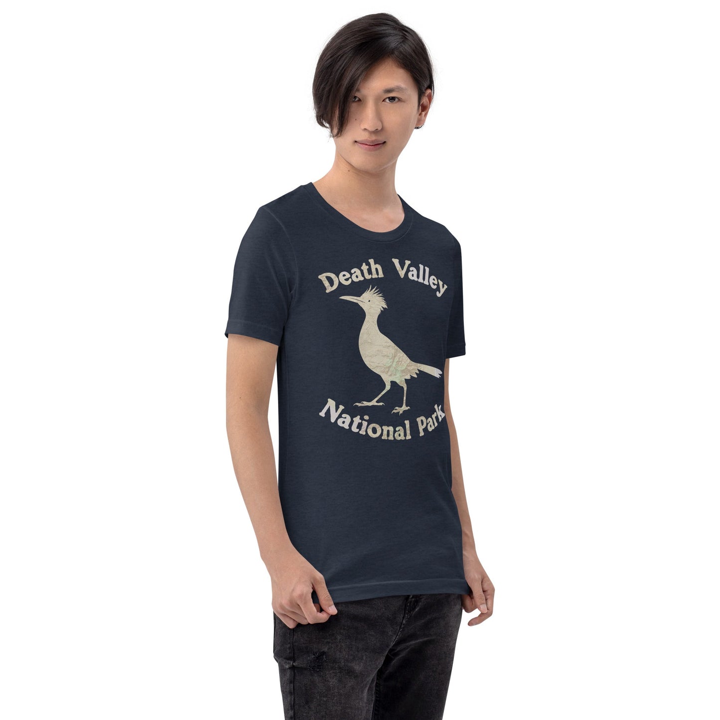 Death Valley Roadrunner national park topo t-shirt detail or alternate product view