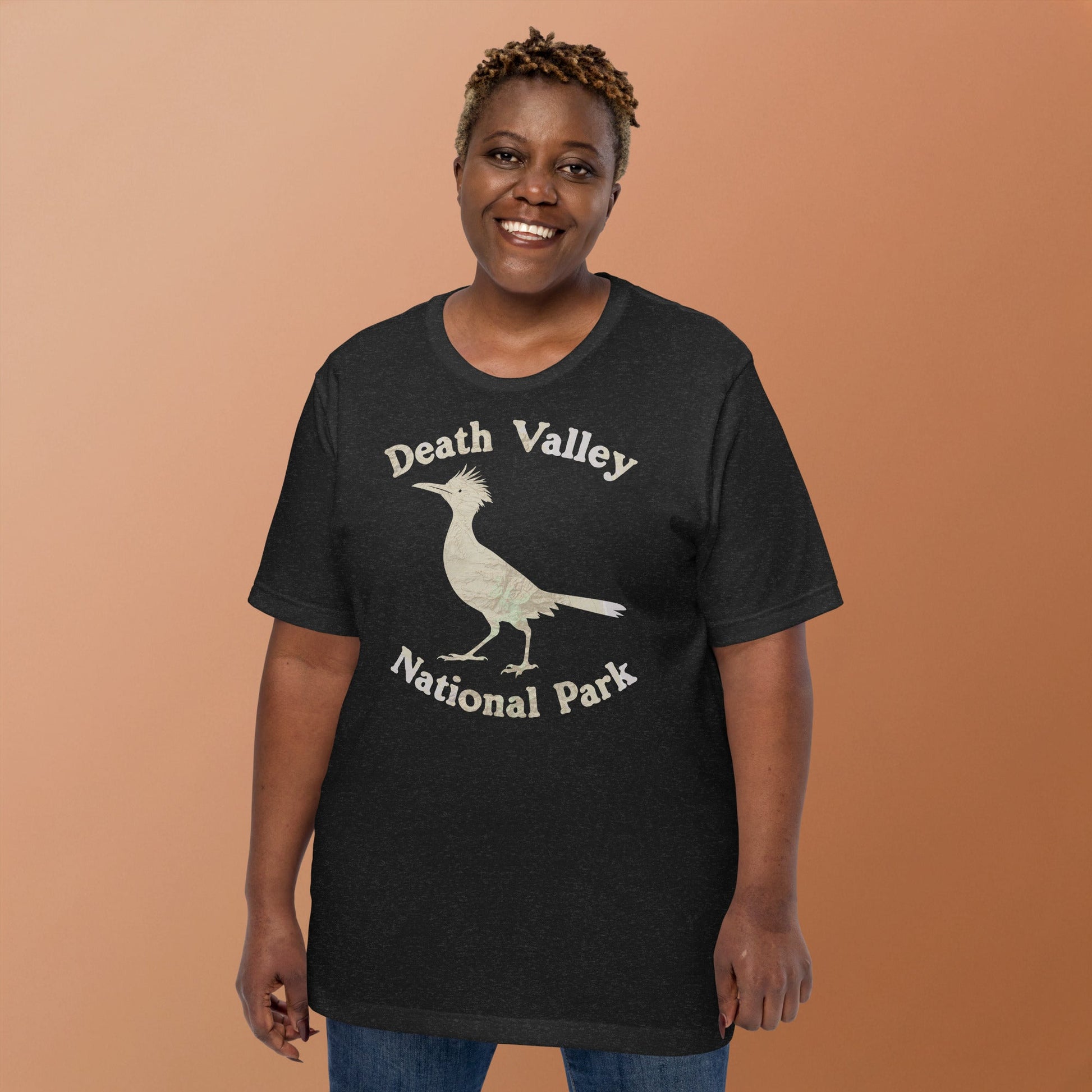 Death Valley Roadrunner national park topo t-shirt alternate apparel color or product angle