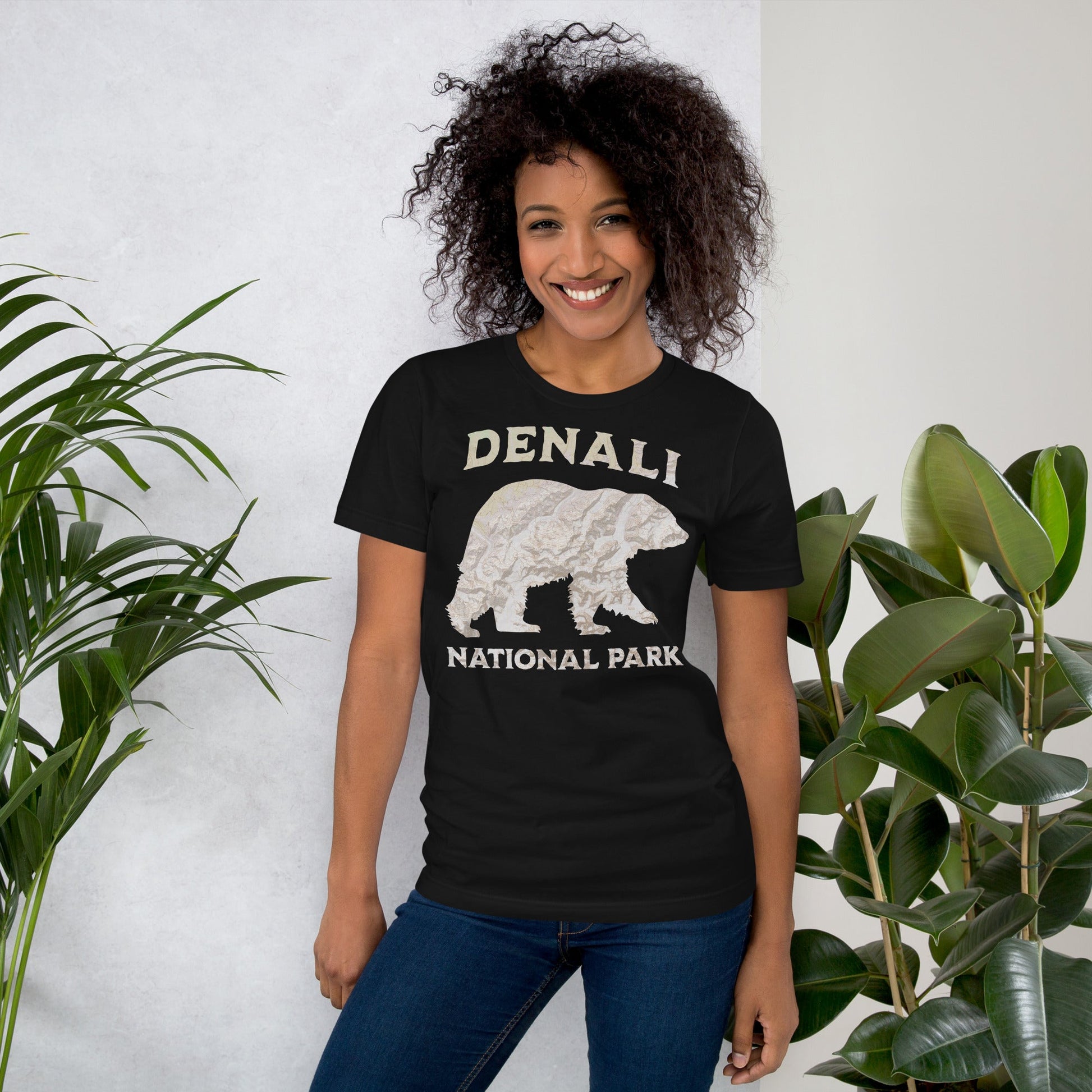 Denali Bear national park topo t-shirt detail or alternate product view