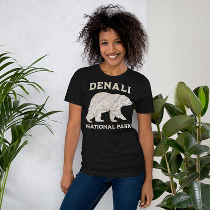 Denali Bear national park topo t-shirt detail or alternate product view