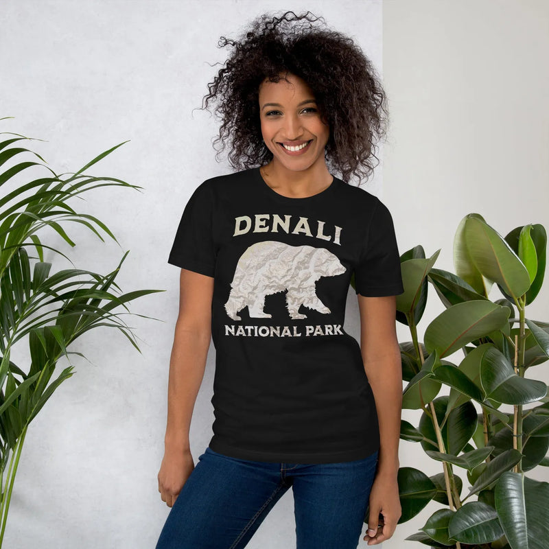 Denali Bear national park topo t-shirt detail or alternate product view
