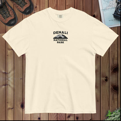 Denali National Park premium embroidered t-shirt shown in lifestyle or modeled setting