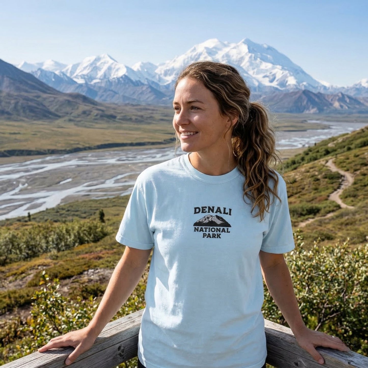 Denali National Park premium embroidered t-shirt detail or alternate product view