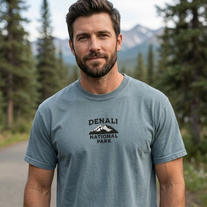 Denali National Park premium embroidered t-shirt alternate apparel color or product angle