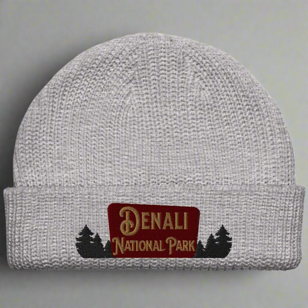 Denali National Park sign embroidered beanie detail or alternate product view