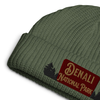 Denali National Park sign embroidered beanie detail or alternate product view