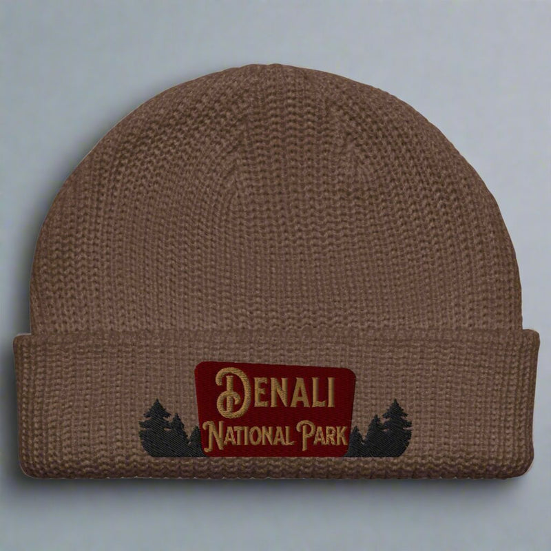 Denali National Park sign embroidered beanie detail or alternate product view